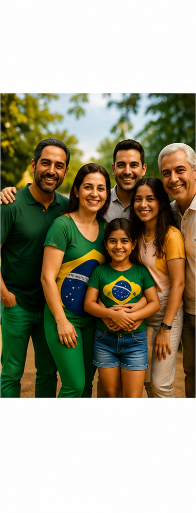Brazilian family with flag