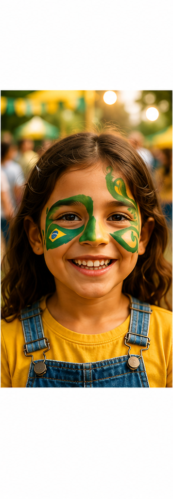 Girl with Brazil face paint